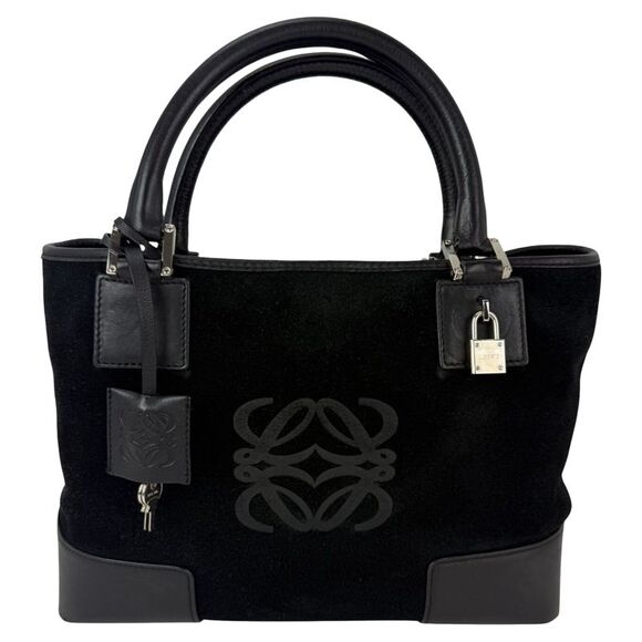 LOEWE Handbags - Loewe Amazona Fusta Black Suede Tote Bag